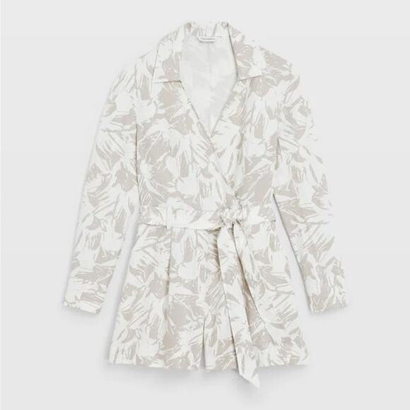 Club Monaco Wrap-Front Long Sleeve Collared Romper - Picture 2 of 13